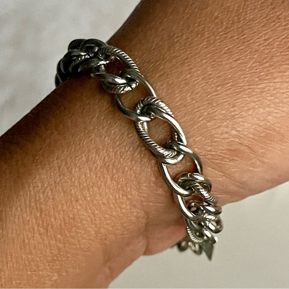 MONET | Silver Tone Double Link Bracelet 7" Long